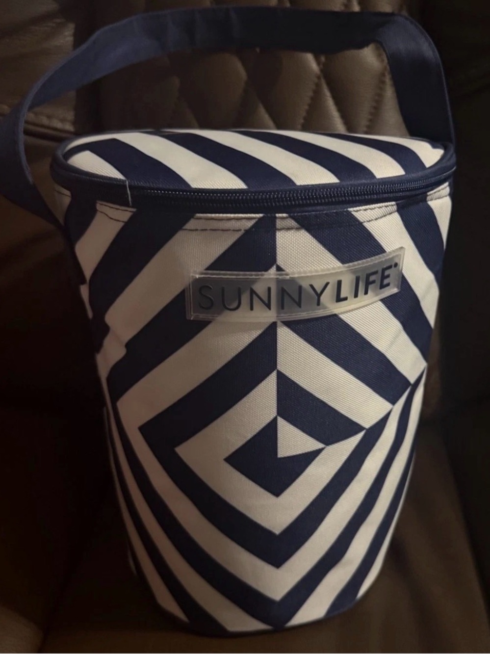 Sunnylife Navy & White Chevron Travel Pouch with Handle